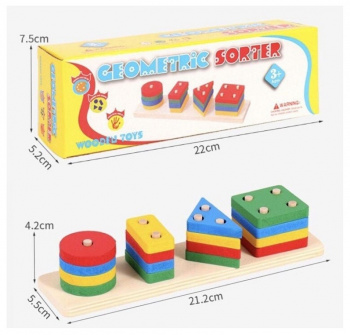 Деревянная игрушка арт. 5588-55 Сортер фигуры Геометрия в кор.)