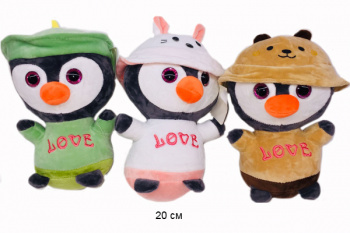 им Пингвин арт. 80804-12 В кофте "Love" и шапке-зверюшке в ассортименте 20 см в пак.)