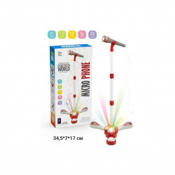 Микрофон арт. 6814-A На стойке красный свет, звук в кор. 34,5*7*17