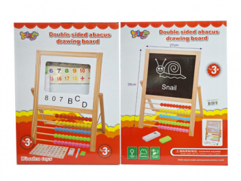 Доска для рисования арт. ST5672 Мольберт дерев. двухстронний, алфавит, счеты в кор.=