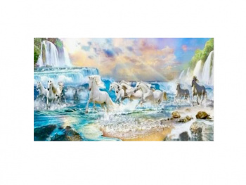 Картина по номерам арт. RA74012 Табун лошадей у водопада 40*50 в кор.