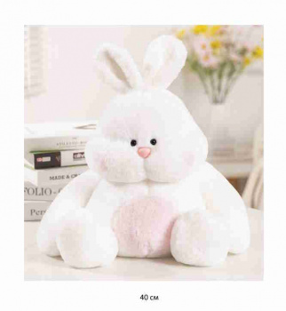 им Зайка арт. YE241223-1-1 Белый пухлые щечки, розовое пузико 40 см в пак.)