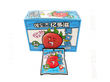 Конфета арт. 640084-3 Жевательная кислая "Клубника" 22 г 20 шт. голубая кор.;*