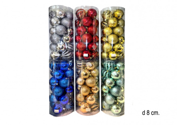 Шары арт. 8ADE12-H24-601 Набор 12 шт. d-8 см в тубе цвета микс