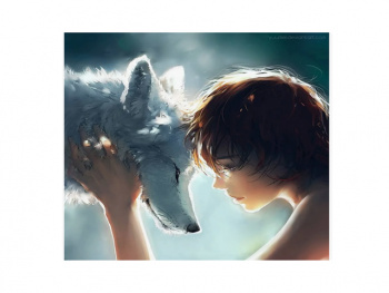 Картина по номерам арт. RA74051 Девушка с волком 40*50 в кор.