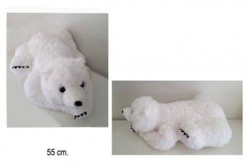 им Медведь арт. 22120/55 Белый с черными когтями лежит 55 см в пак.