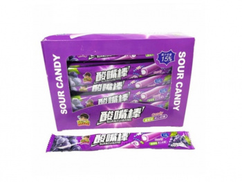 Конфета арт. 871820/ Кислая Трубочка-тянучка с начинкой "Виноград" 13 г 30 шт. в кор./