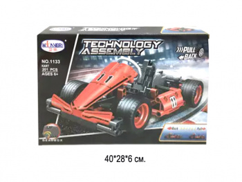 Конструктор арт. 1133 Автомобиль инерц. 201 дет. в кор.•