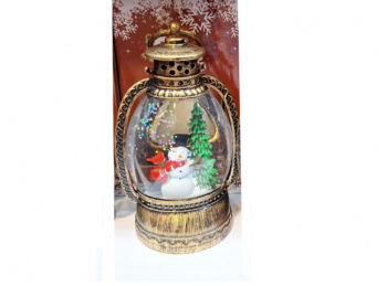 Фонарь Новогодний арт. 690814-2-502 "Снеговик у елки" на батар. 13 см в кор.