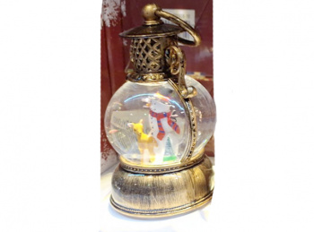 Фонарь Новогодний арт. 690816-1-502 "Снеговик и олененок" муз. на батар., USB 16 см в кор.