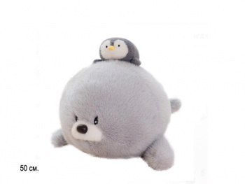 им Морской котик арт. 209023 С пингвином на спине 50 см в пак.