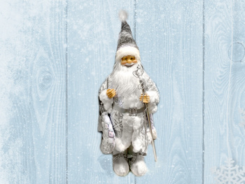 Дед Мороз арт. S1212-36-601 В шубке с серебристыми пайетками 100 см в пак.