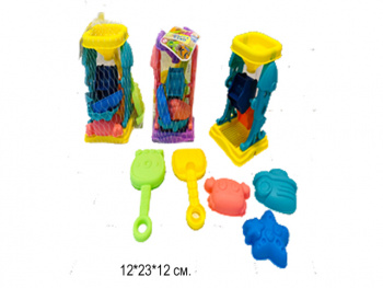 Песочный набор арт. KT322-1/RT322-1 Мельница, совочки, формочки в сетке•