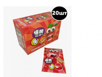 Конфета арт. 950185/950178-4 Кислая "Клубника" 24 г 20 шт. в красной кор.,;