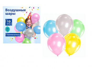 кс_Шары воздушные арт. 105014 30 см, 10 шт. "ЗОЛОТАЯ СКАЗКА", перламутр, ассорти 5 цветов кс_Шары воздушные арт. 105014 30 см, 10 шт. "ЗОЛОТАЯ СКАЗКА", перламутр, ассорти 5 цветов