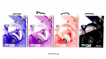 Наушники арт. AKS-28 Кошачьи ушки цвета микс беспроводные в кор._