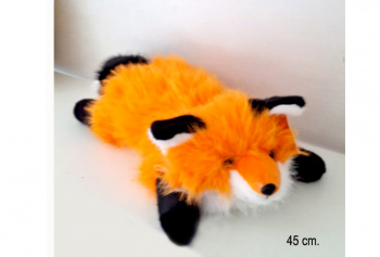 им Лиса арт. 9875/45 Пушистая с черными ушками лежит 45 см в пак.