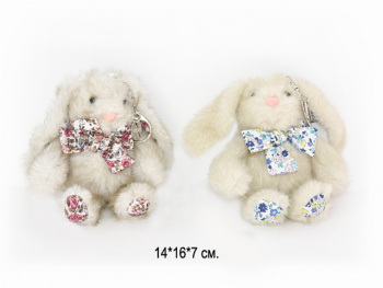 им Зайка арт. 6675-209 Пестрый с цветастым бантом на шее 16 см ароматизированный в пак.