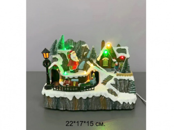 Сувенир Новогодний арт. L1128-2-601 "Поезд Деда Мороза" свет, музыка, USB в кор.