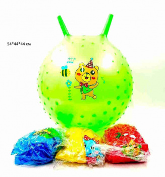 Мяч прыгун арт. 25177-7 Зверюшка ассорти с пупырышками, рожками в пак._