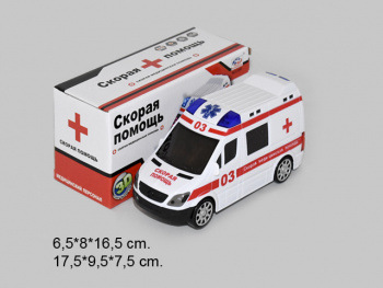 Машина инерц. арт. 03B Скорая свет, звук в кор._=•/120 шт./ Машина инерц. арт. 03B Скорая свет, звук в кор._=•/120 шт./