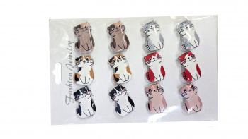 Брошь арт. 016382-2 Кот сидит цвета микс Набор 12 шт. в пак.