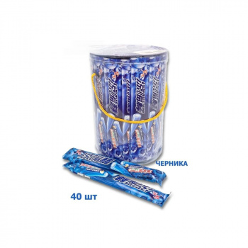 Конфета арт. 002152/002381-8 Жевательная Трубочка-тянучка с начинкой Черника 16 г 40 шт. в банке#*