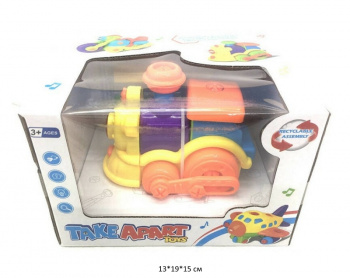 Машина констр. арт. QH-04 Паровоз на батар. свет, звук в кор._