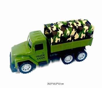 Машина инерц. 024-3 Военный грузовик ретро с тентом 26,5*10,5*13 в пак._/120 шт./