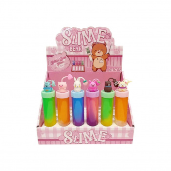 Лизун арт. RF-1885 Колба "Пупся-зверюшка" 118 г 16*3 см (24 шт.) шоубокс