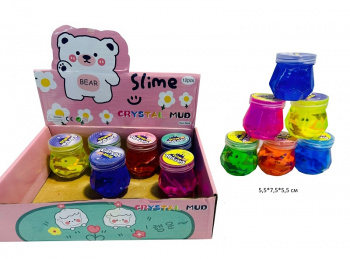 Лизун арт. 977-32 "Единорог" прозрачный фигурная банка (12 шт.) в кор.•