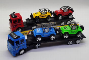 Машина инерц. арт. MR890-22 Автовоз с джипами колпак 32*6,6*11 Машина инерц. арт. MR890-22 Автовоз с джипами колпак 32*6,6*11