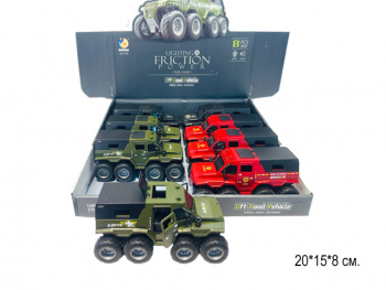 Машина инерц. арт. 7755 Вездеход Полиция, Пожарная, Военный свет (8 шт.) шоубокс•