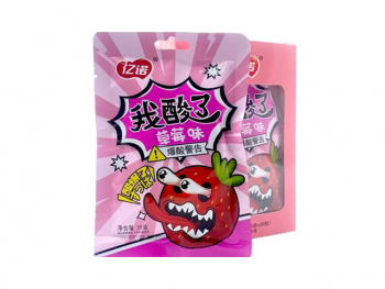 Конфета арт. 222833/ Суперкислая "Клубника" 25 г в пак. 20 шт. в кор.'