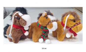 им Лошадь арт. 825-19/YE25510-4 В новогодн. шарфе на присоске 9*10см цвета микс 1шт. в пак. (24шт.))