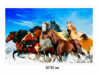 Алмазная мозаика арт. GLE76007 Лошади 40*50 полная выкладка на подрамнике