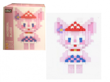 Конструктор арт. PT6084-802 Микро Розовая лиса в шляпе 704 дет. в кор.|