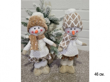 им Снеговик арт. W6904AB-601 B белом свитере 46 см Набор 2 шт. в пак.