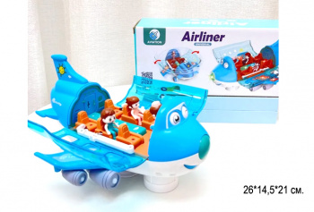 Самолет арт. 8811-16 С пассажирами на батар. свет, звук, вращение в кор.=