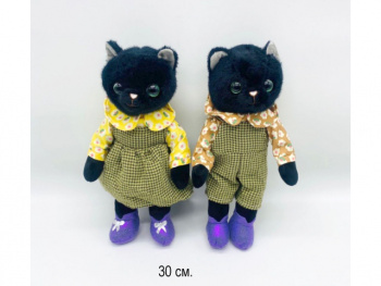 им Кот арт. 544-811 Черный в костюме и пинетках в ассортименте 30 см в пак.