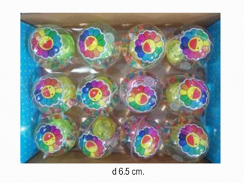 Мяч каучук. арт. 6232SQ" Прозрачный Радужный цветок 6,5 см (12шт) шоубокс