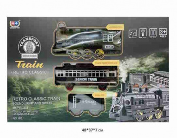 Железная дорога арт. 302 На батар. свет, звук, пар 18 дет. в кор.~)