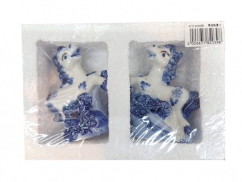 Фигурка фарфоровая арт. W2039-601 Лошадь с цветами бело-синяя ассорти 11 см 1шт. в пак. (2 шт.)