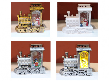 Фонарь Новогодний арт. 69085-502 "Паровоз Снеговик" ассорти 10*8,5 см свет (12 шт.) шоубокс