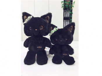 им Кошка арт. 209069 Черная красивые глазки 30 см в пак.