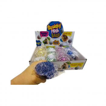 Мяч жид. арт. 2906-5 В белой сетке блестки (12 шт.) в кор.• Мяч жид. арт. 2906-5 В белой сетке блестки (12 шт.) в кор.•