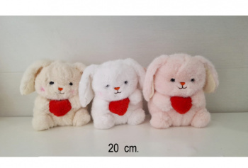 им Зайка арт. 3848/20 С маленьким сердечком 3 цвета 20 см в пак.