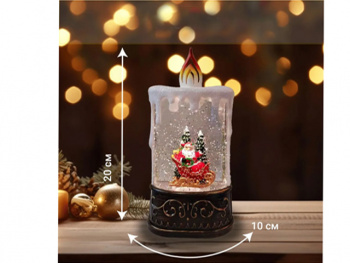 Фонарь Новогодний арт. 24021AB-1-502-601 "Дед Мороз в санях" свет, музыка, USB в кор.