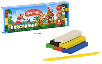 км_Пластилин арт. ПЛ06КР Creativiki 6 цв. 90 г ассорти со стеком