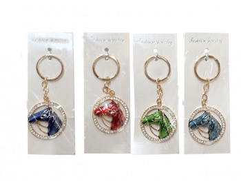 Брелок арт. KLC6228-709 Голова лошади стразы металл цвета микс (12 шт.) в пак.